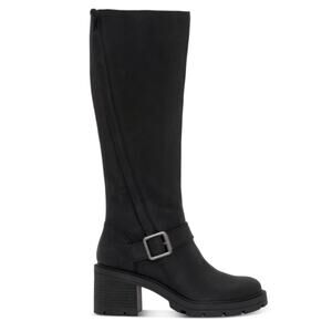 LUCKY BRAND Womens Black Scoty Round Toe Stacked Heel Leather Riding Boot 8 M